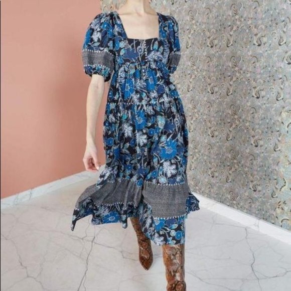 Ulla Johnson Floral Nora Dress in Color Lapis 8
